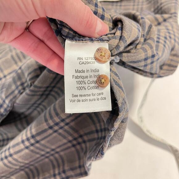 Mountain khakis gauzy cotton beige check button down long sleeve shirt medium - Picture 7 of 9